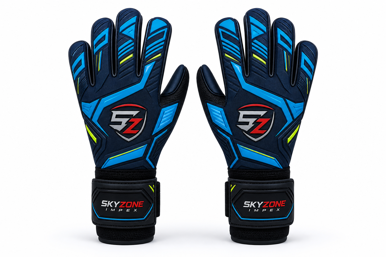 Premium Navy Cyan Custom Goalkeeper Gloves